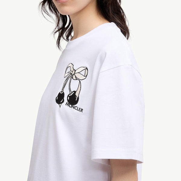 Embroidered Cherry Logo Cotton T-Shirt