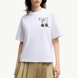 Embroidered Cherry Logo Cotton T-Shirt