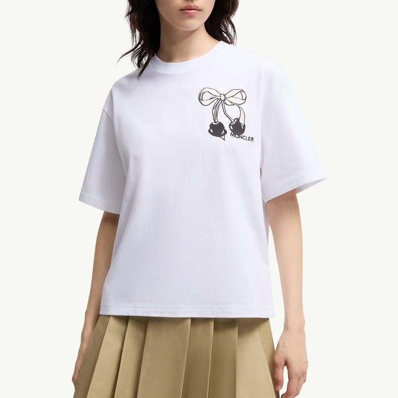 Embroidered Cherry Logo Cotton T-Shirt