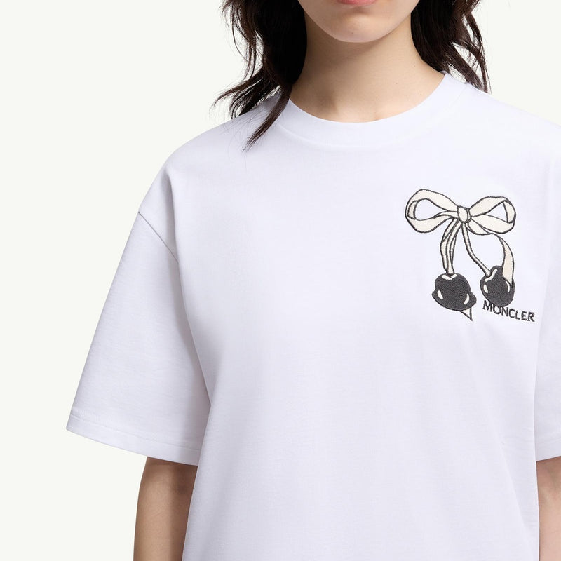 Embroidered Cherry Logo Cotton T-Shirt