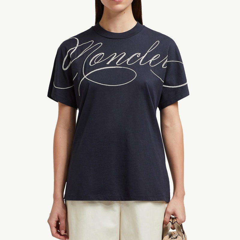 Embroidered Cursive Logo Cotton T-Shirt