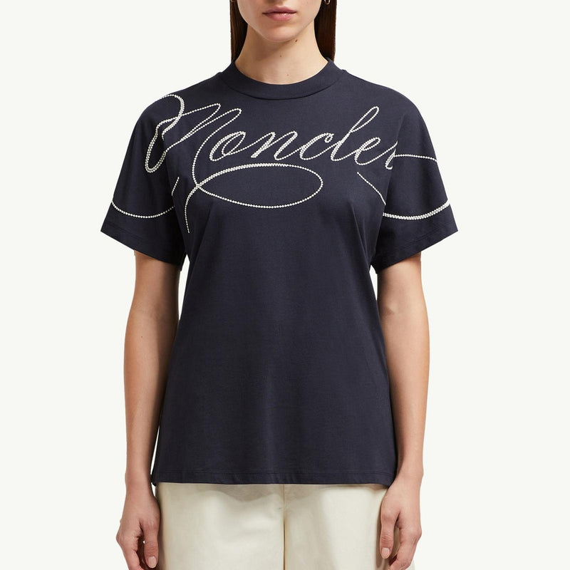 Embroidered Cursive Logo Cotton T-Shirt