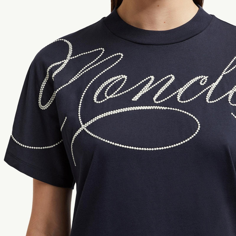 Embroidered Cursive Logo Cotton T-Shirt