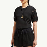 Silk Trim Cotton T-Shirt