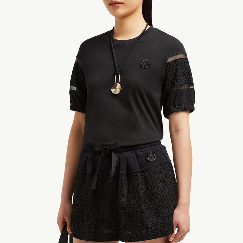 Silk Trim Cotton T-Shirt