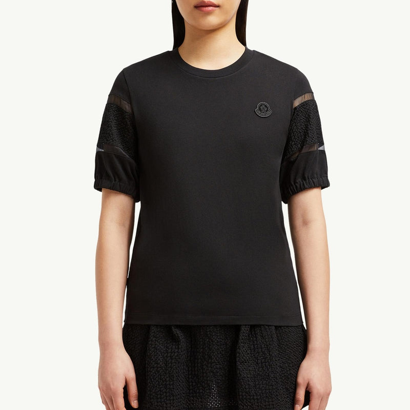 Silk Trim Cotton T-Shirt