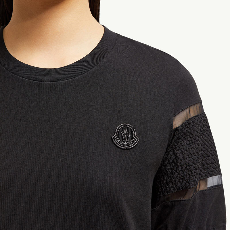 Silk Trim Cotton T-Shirt