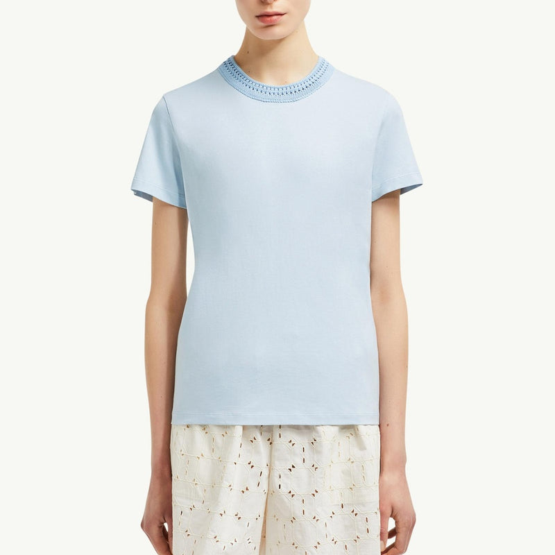 Crochet Accent Cotton T-Shirt