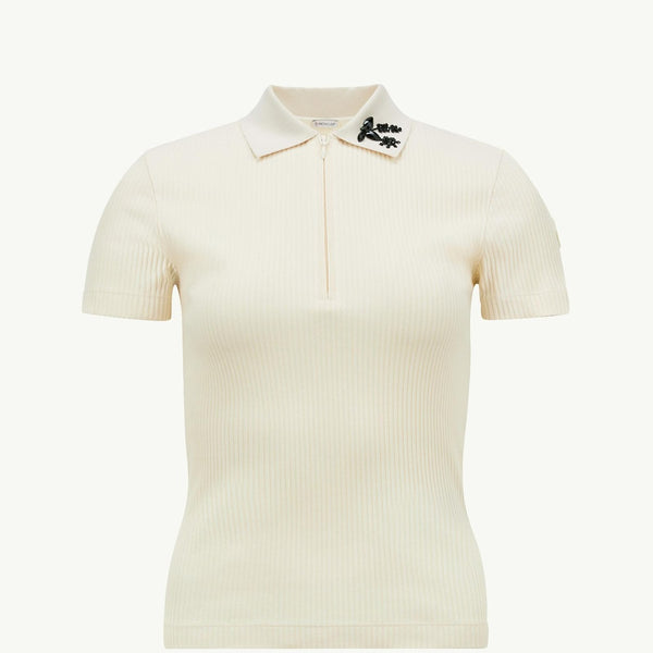 Hand-Beaded Cotton Blend Polo Shirt