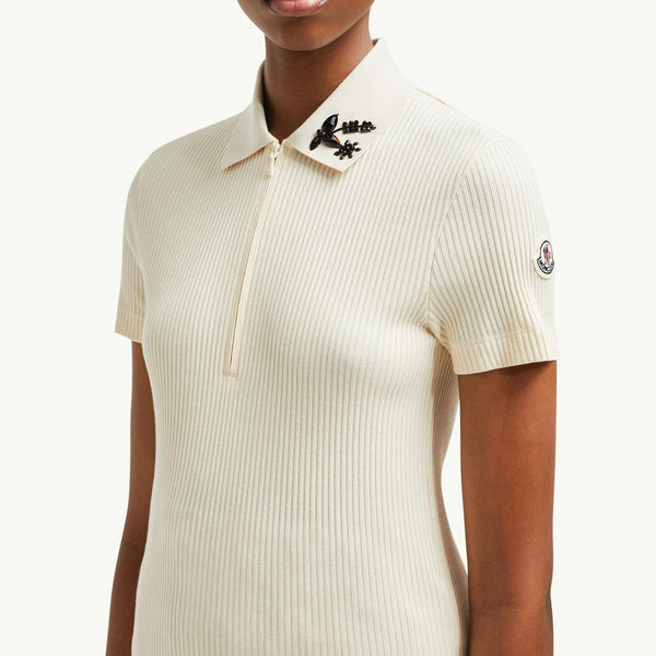 Hand-Beaded Cotton Blend Polo Shirt