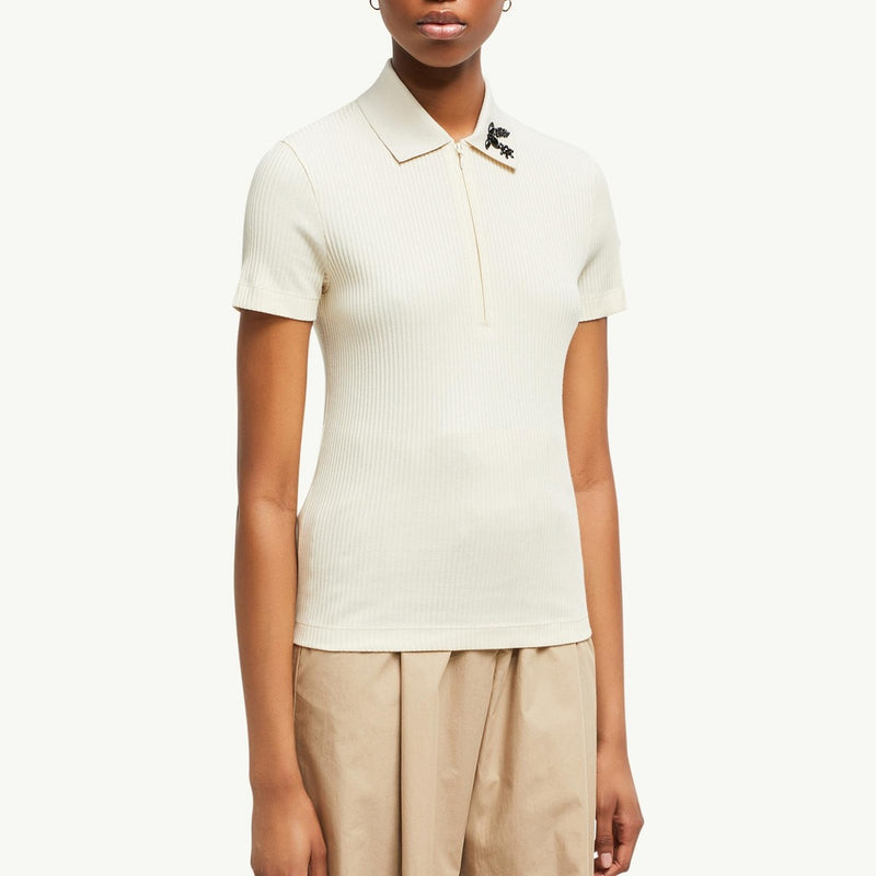 Hand-Beaded Cotton Blend Polo Shirt