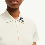 Hand-Beaded Cotton Blend Polo Shirt