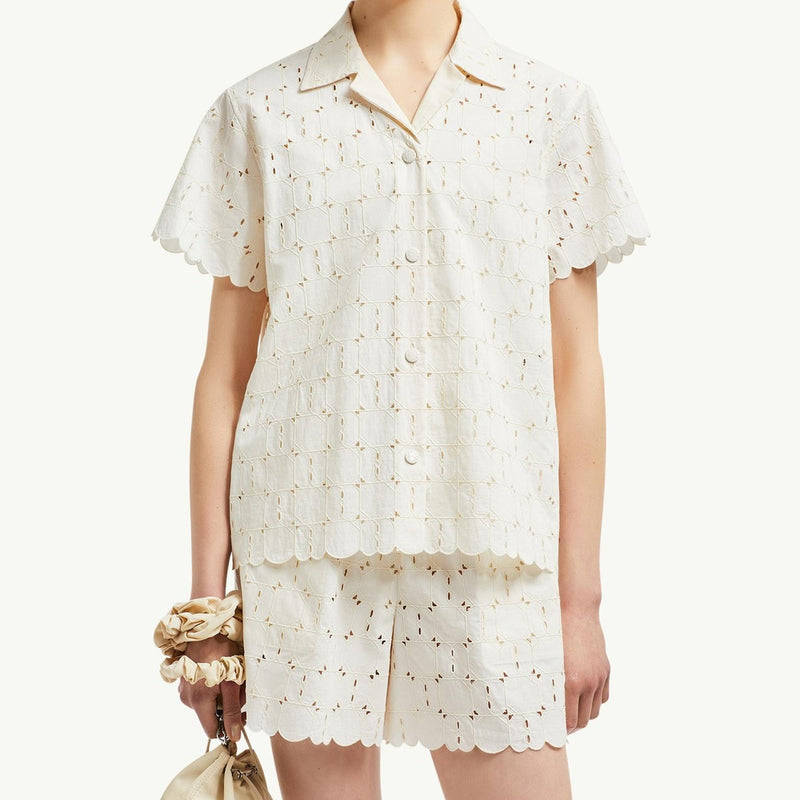 Broderie Anglaise Short Sleeve Shirt