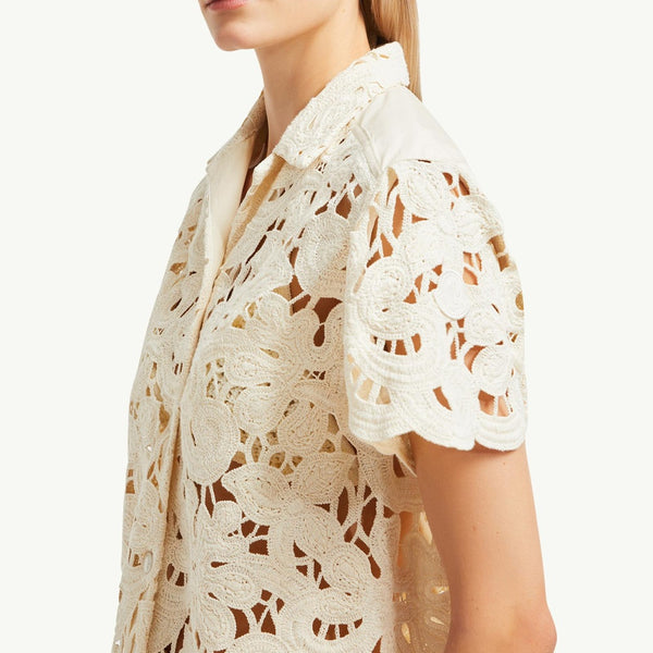 Floral Macramé Short Sleeve Shirt