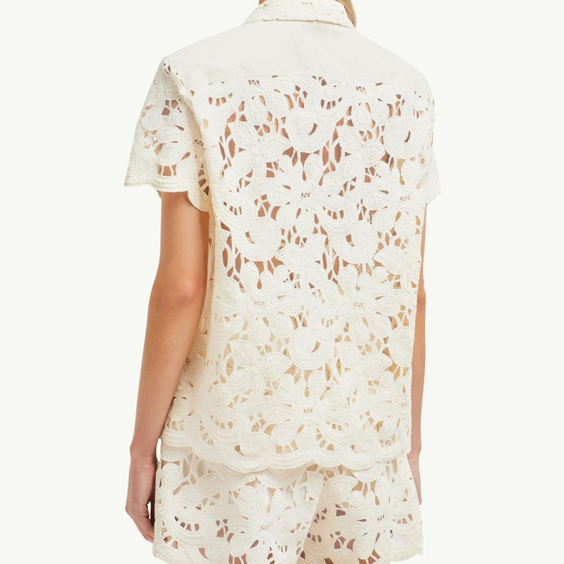 Floral Macramé Short Sleeve Shirt
