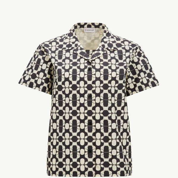 Geometric Print Cotton Short Sleeve Shirt