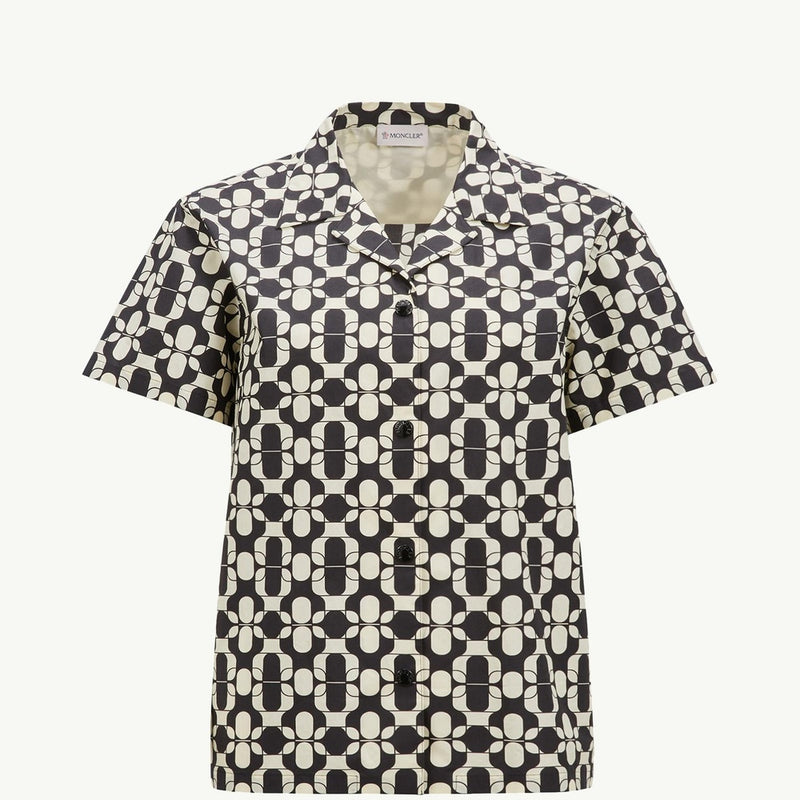 Geometric Print Cotton Short Sleeve Shirt