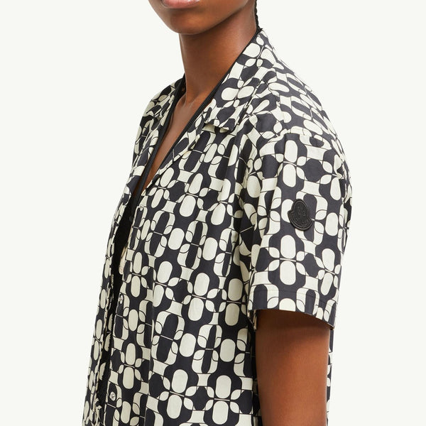 Geometric Print Cotton Short Sleeve Shirt