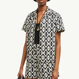 Geometric Print Cotton Short Sleeve Shirt