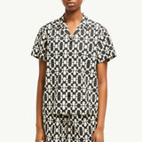 Geometric Print Cotton Short Sleeve Shirt