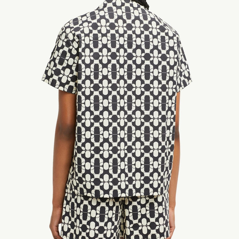 Geometric Print Cotton Short Sleeve Shirt