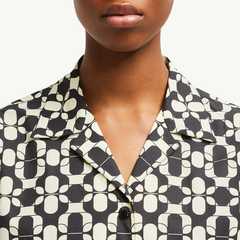 Geometric Print Cotton Short Sleeve Shirt