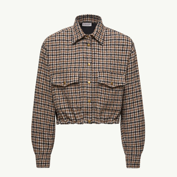 Check Wool Blend Long Sleeve Shirt
