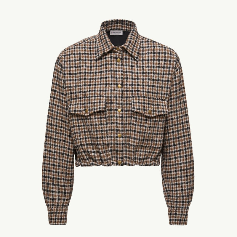 Check Wool Blend Long Sleeve Shirt