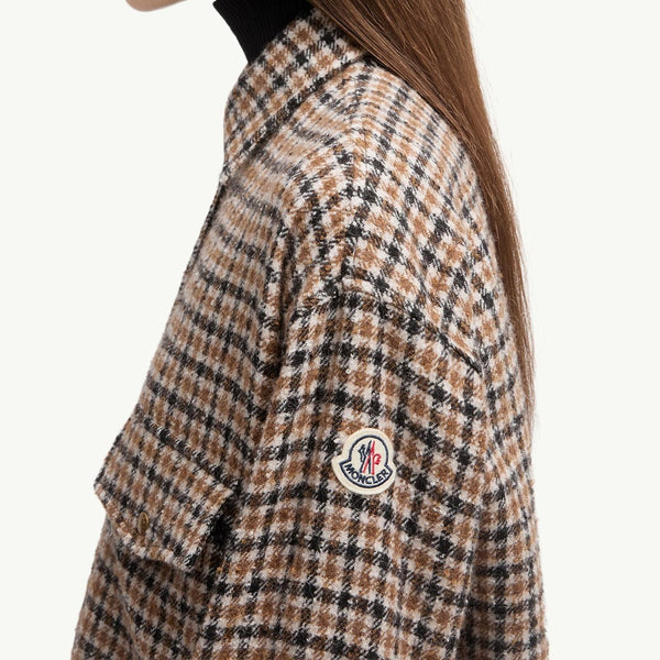 Check Wool Blend Long Sleeve Shirt