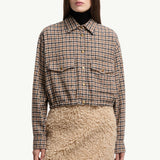Check Wool Blend Long Sleeve Shirt
