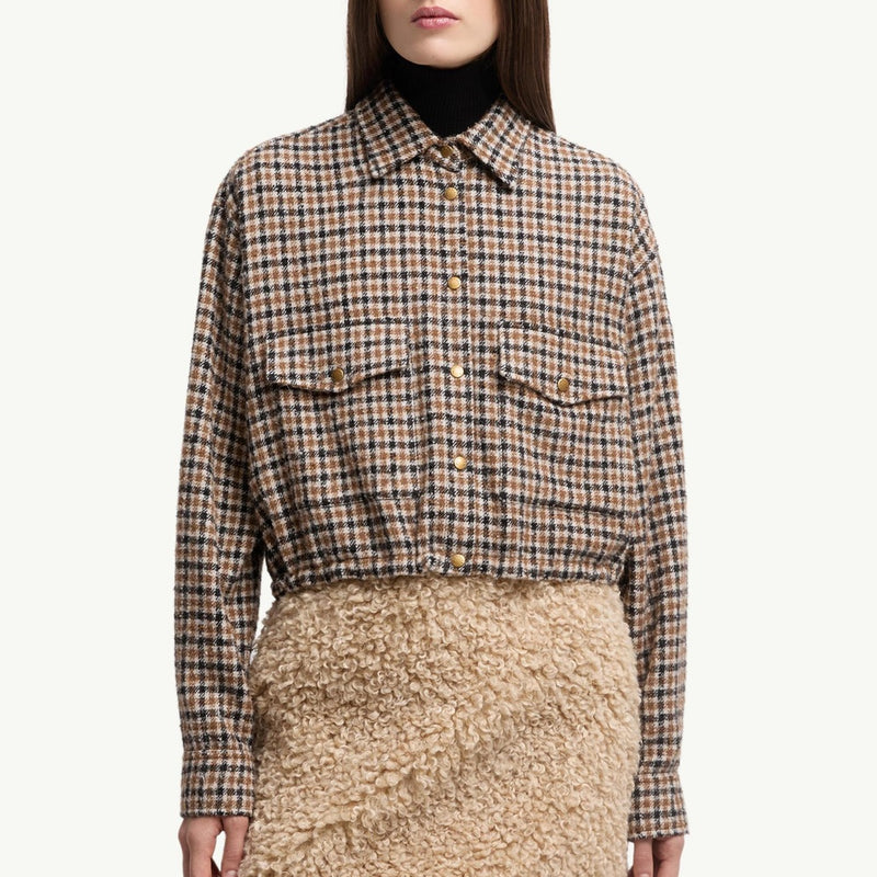 Check Wool Blend Long Sleeve Shirt