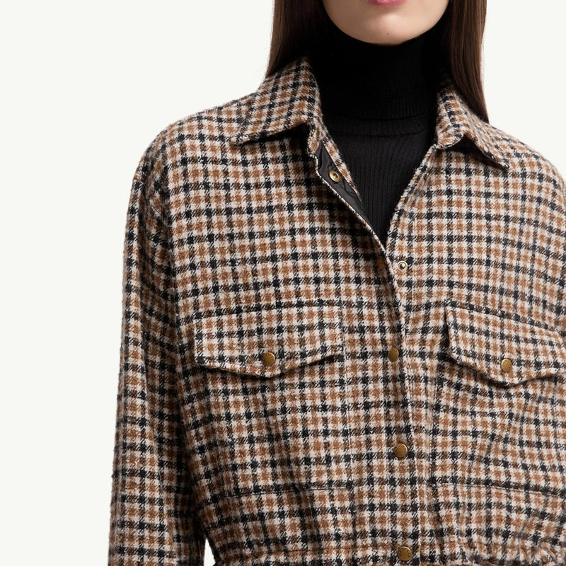 Check Wool Blend Long Sleeve Shirt