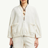 2-in-1 Bouclé Zip-Up Cardigan