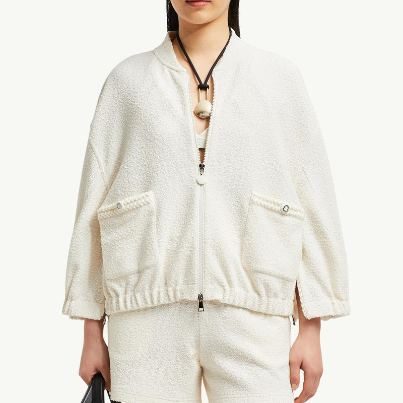 2-in-1 Bouclé Zip-Up Cardigan