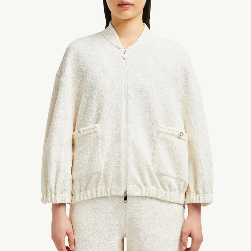 2-in-1 Bouclé Zip-Up Cardigan