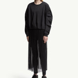 Cotton Pleated Sweatshirt