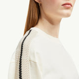 Crochet Accent Cotton Sweatshirt