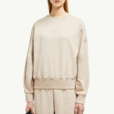 Pleated Sleeve Cotton Sweatshirt