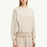 Pleated Sleeve Cotton Sweatshirt
