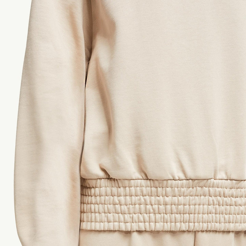 Pleated Sleeve Cotton Sweatshirt