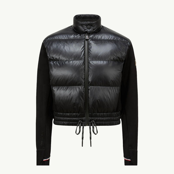 Padded Zip-Up Jersey Cardigan