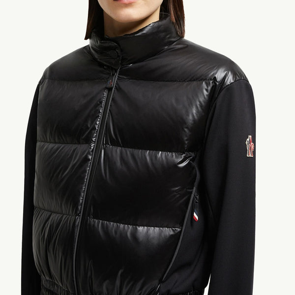 Padded Zip-Up Jersey Cardigan