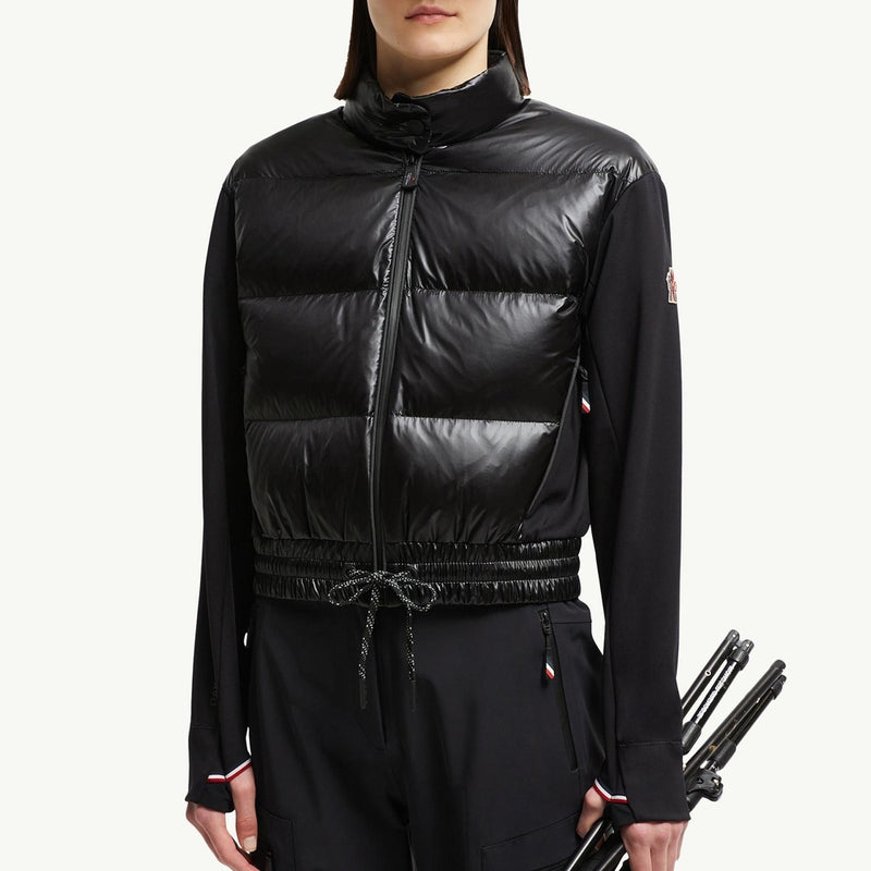 Padded Zip-Up Jersey Cardigan
