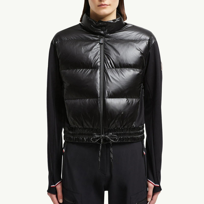 Padded Zip-Up Jersey Cardigan