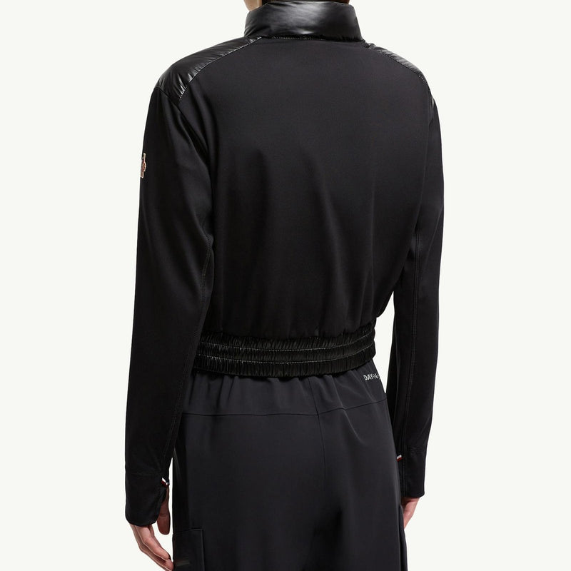 Padded Zip-Up Jersey Cardigan