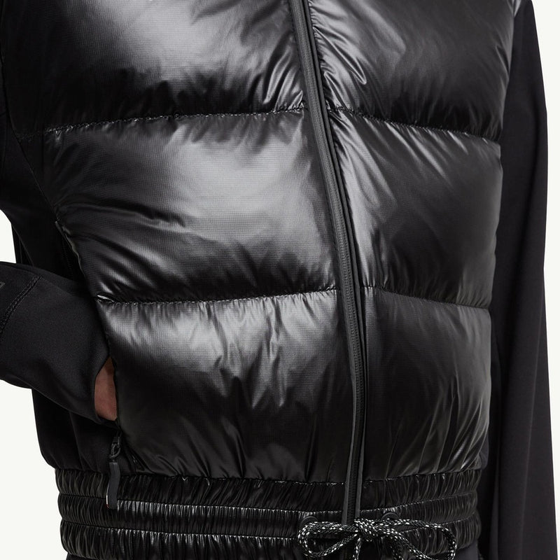 Padded Zip-Up Jersey Cardigan
