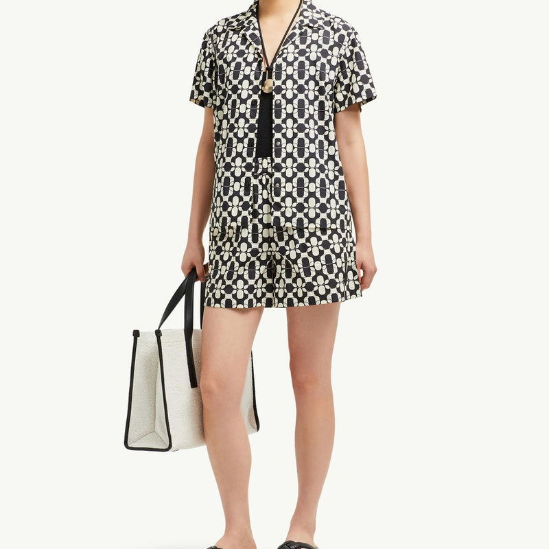 Geometric Print Cotton Shorts