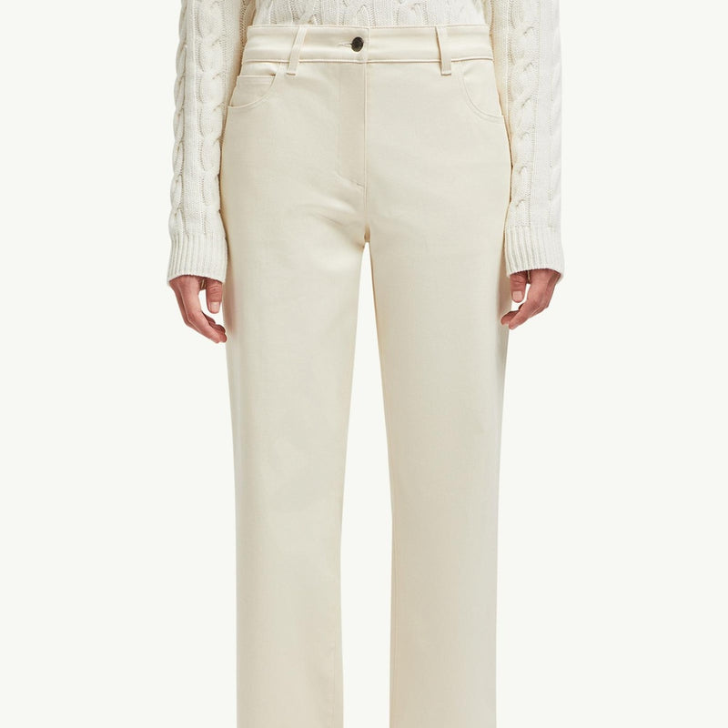 Cotton Gabardine Straight Leg Trousers