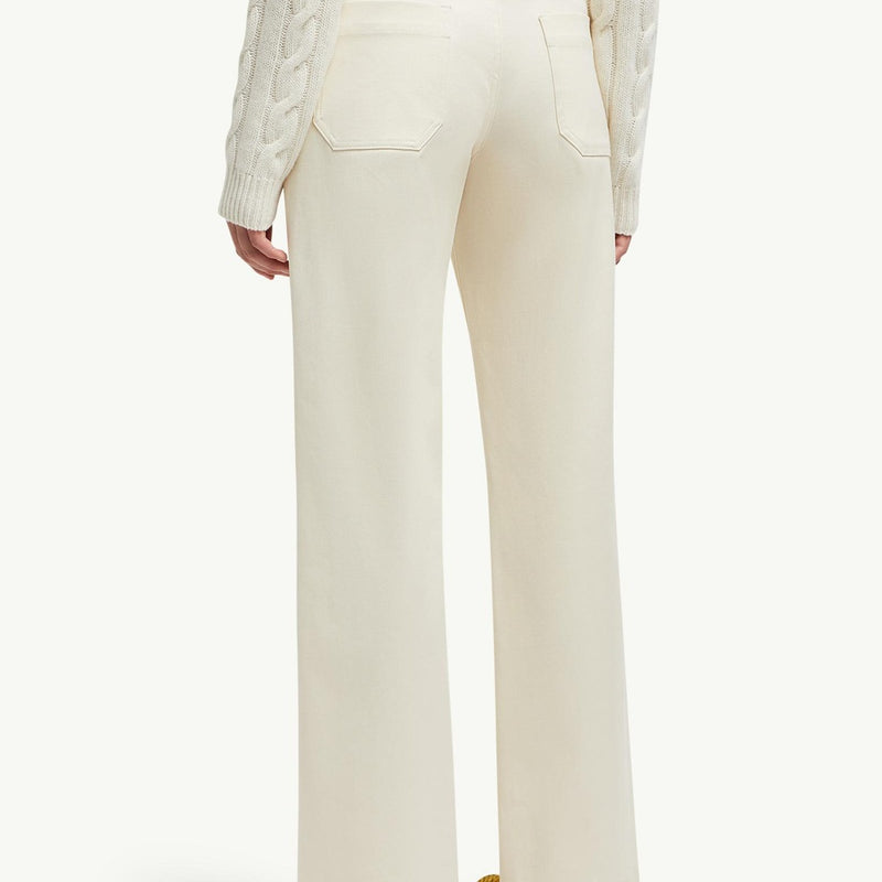Cotton Gabardine Straight Leg Trousers
