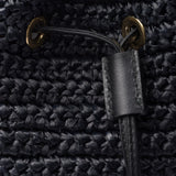 Crochet and leather mini-bucket bag